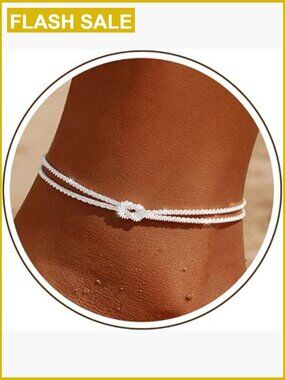 Sterling Silver Anklet for Women Waterproof Gold Plated Layered Braided Chain